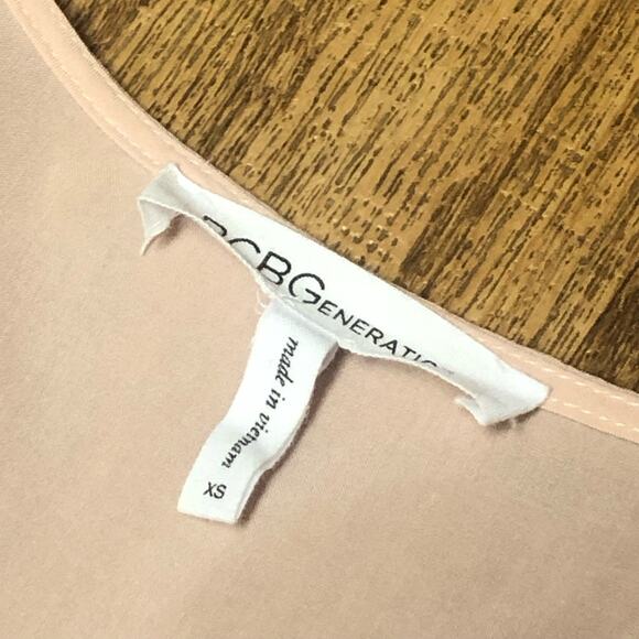 BCBGeneration Light Pink Lace-Up Ties Long Sleeve Peasant Blouse Size XS - Picture 9 of 9